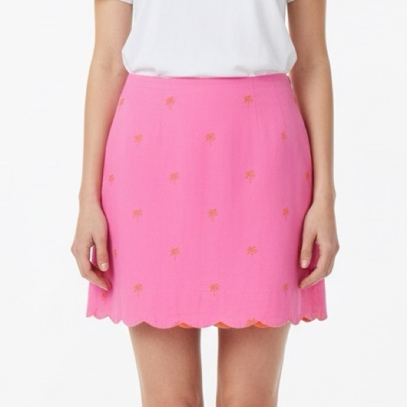 Lilly Pulitzer Dresses & Skirts - VTG Lilly Pulitzer Pink Palm Tree Scalloped Hemline Skirt women’s size 8